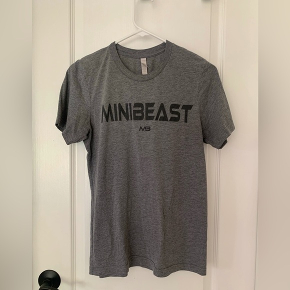 MINIBEAST Tops - MINIBEAST Women’s Classic LightWeight Gray Tee Black Graphic Logo - Size Small